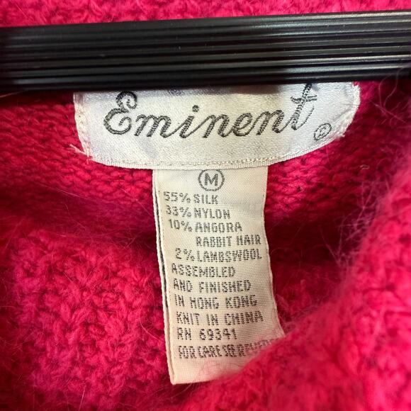 VTG Eminent M Silk Wool Blend Turtleneck Sweater Pink Fuzzy Soft Knit Preppy 90s - Picture 6 of 10